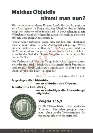 Voigtländer Jubiläums-Kameras für Platten – "175 Jahre Voigtländer" German Catalogue, May 1931 – sample page 1 (watermarked preview)