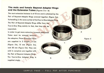 Exakta Varex – Macrophotography and Photomicrography Instructions, English – sample page 1 (watermarked preview)