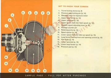 Bolex H8 Reflex Camera – Instructions for Use, English – sample page 1 (watermarked preview)