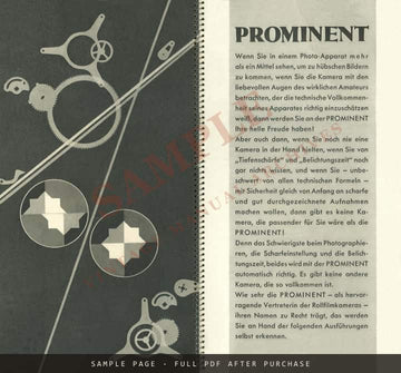 Voigtländer Prominent – German Brochure with Photo-Porst Dealer Imprint – sample page 1 (watermarked preview)