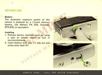 Minolta Hi-Matic G – Owner's Manual in English – sample page 1 (watermarked preview)