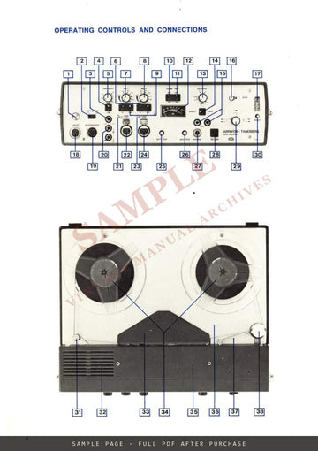 Arrivox-Tandberg Tape Recorder – Instruction Manual, English – sample page 1 (watermarked preview)