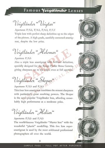Voigtländer 1938 Catalogue – English Edition 3241 – sample page 1 (watermarked preview)