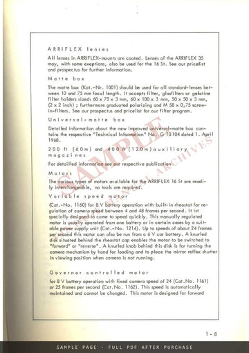 Arriflex 16 St – Gebrauchsanleitung / Instruction Manual, German & English – sample page 1 (watermarked preview)