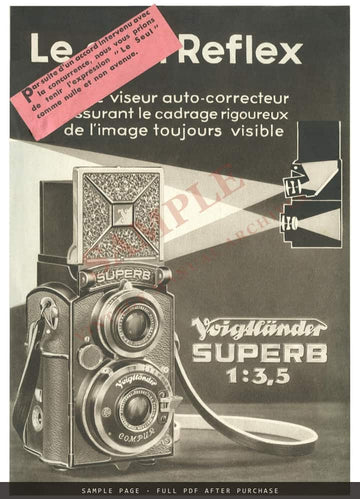 Voigtländer Superb – "Le seul Reflex" French Sales Brochure – sample page 1 (watermarked preview)