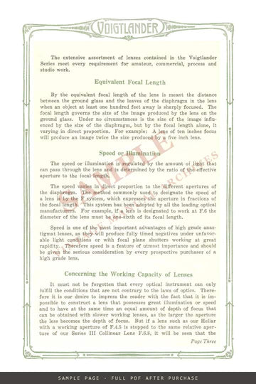 Voigtländer Lenses, Cameras & Binoculars – Motion Picture Apparatus Co. Catalogue – sample page 1 (watermarked preview)