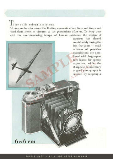 Zeiss Ikon Super Ikonta – "Large Negatives, Miniature Advantages" (Brochure C 738), 1937 – sample page 1 (watermarked preview)