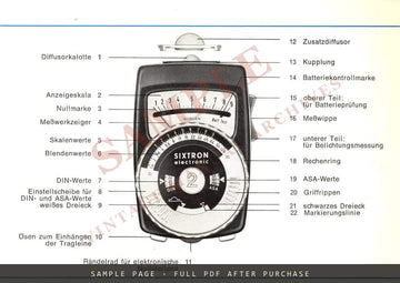 Gossen Sixtron electronic 2 – Gebrauchsanleitung, German – sample page 1 (watermarked preview)