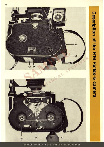 Bolex H16 Reflex-5 Camera – Instruction Manual, English – sample page 1 (watermarked preview)