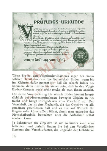 Voigtländer "Kameras, bei denen man etwas sieht!" German Catalogue, August 1932 – sample page 1 (watermarked preview)