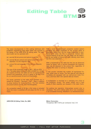 ARRI Film Laboratory Equipment – Second Arnold & Richter Laboratory Brochure – sample page 1 (watermarked preview)