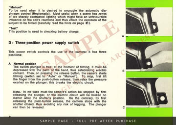 Beaulieu 4008 ZM4 Camera – Instructions for Use, English – sample page 1 (watermarked preview)