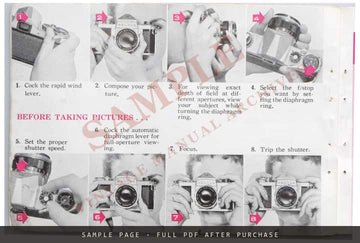 Asahi Pentax H-2 – How to Operate Your 35mm Single Lens Reflex Camera – sample page 1 (watermarked preview)