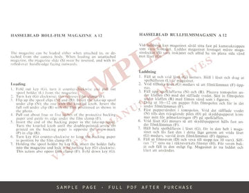 Hasselblad A12 Film Magazine – Instructions, Multilingual – sample page 1