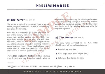Beaulieu R16 Reflex Camera – How to Use Your Beaulieu R16 Camera, English – sample page 1 (watermarked preview)