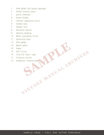 ARRI Film Editing Table BTM 616 for 16 mm Film – Instruction Manual – sample page 1 (watermarked preview)