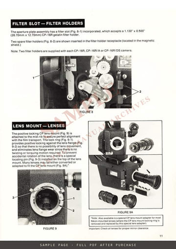 CP-16R Reflex 16mm Sound Camera System – Operation and Maintenance Manual, English – sample page 1 (watermarked preview)
