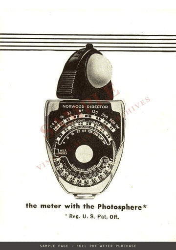 ASA Indexes for Use with the Norwood Director Exposure Meter, American Bolex, 1948 – sample page 1 (watermarked preview)