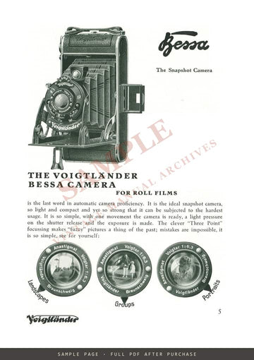 Voigtländer Catalogue, New York, June 1931 – "A Century and Three Quarters of Progress" – sample page 1 (watermarked preview)