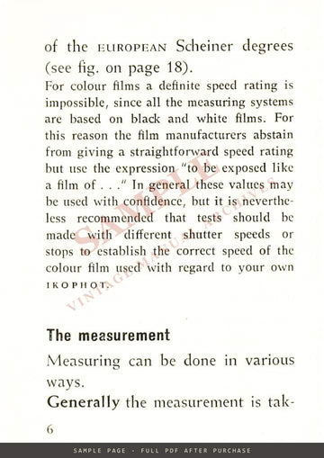 Zeiss Ikon Ikophot Light Exposure Meter – Instructions, English – sample page 1