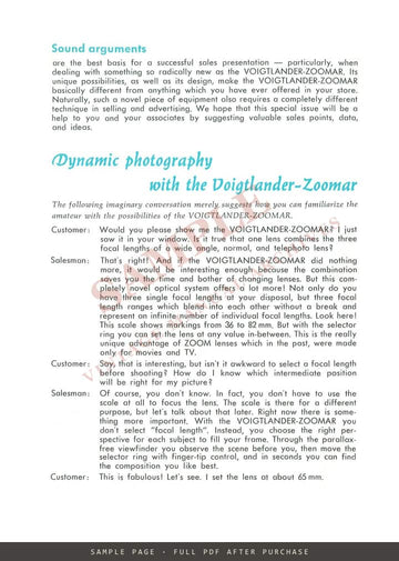 Let's Talk About the Voigtländer Zoomar – Information for the Photo Dealer – sample page 1 (watermarked preview)