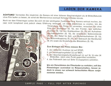 Bolex H16 Reflex-Kamera – Gebrauchsanweisung, German – sample page 1 (watermarked preview)