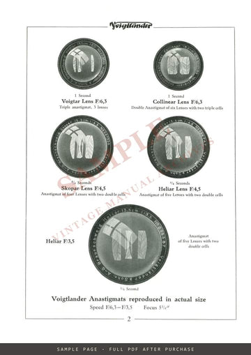 Voigtländer Cameras and Lenses – Willoughbys, New York, English Catalogue – sample page 1 (watermarked preview)