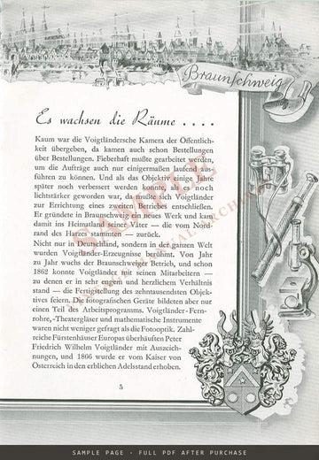 Voigtländer "100 Jahre Fotografie – 99 Jahre Voigtländer Foto!" German Catalogue, 1939 – sample page 1 (watermarked preview)