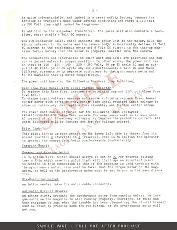 Arriflex 16 Synchronous Motor – Instructions for Use, English – sample page 1 (watermarked preview)