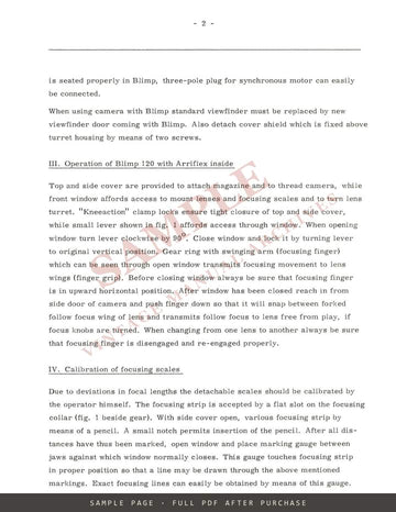 ARRI Blimp 120 for Arriflex 35 Mod. II A – Operating Instructions, February 1959 – sample page 1 (watermarked preview)