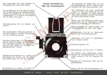 Hasselblad 2000FC Kamera – Gebrauchsanweisung, German – sample page 1