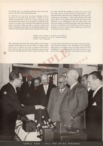 Zeiss Werkzeitschrift No. 13, September 1954 – English Edition – sample page 1 (watermarked preview)