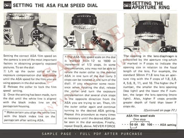 Olympus OM-2 35mm SLR – Instruction Manual in English – sample page 1 (watermarked preview)