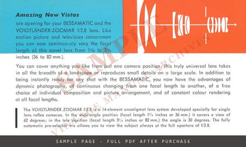 Voigtländer-Zoomar 1:2.8 for Bessamatic – Instructions, English – sample page 1 (watermarked preview)