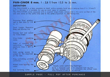 SOM Berthiot Pan-Cinor 8 mm – How to Use, English Leaflet – sample page 1