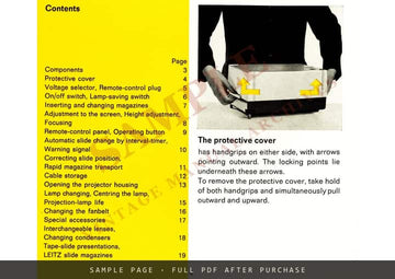 Leitz Pradovit-Color Slide Projector – Instructions, English – sample page 1