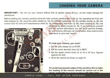 Bolex H16 Reflex Camera – Instructions for Use, English – sample page 1 (watermarked preview)