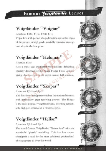 Voigtländer 1939 Catalogue – English Edition – sample page 1 (watermarked preview)