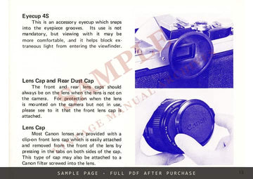 Canon AT-1 SLR Camera – Instructions, English – sample page 1 (watermarked preview)