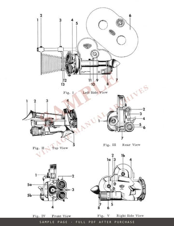 Arriflex 16 – Instruction Booklet for the Mirror Reflex 16mm Camera, English – sample page 1 (watermarked preview)