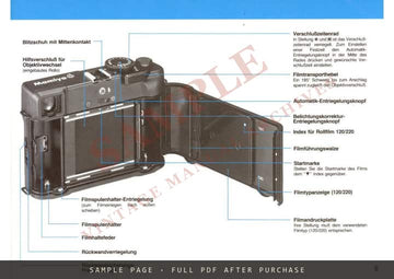 New Mamiya 6 – Bedienungsanleitung, German – sample page 1 (watermarked preview)