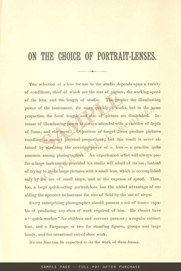 Voigtländer & Son's Portrait-Lenses & Euryscopes – Illustrated Catalogue, April 1890 – sample page 1 (watermarked preview)