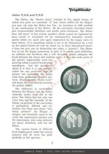 Voigtländer Cameras and Lenses – English Catalogue 3063, July 1933 – sample page 1 (watermarked preview)
