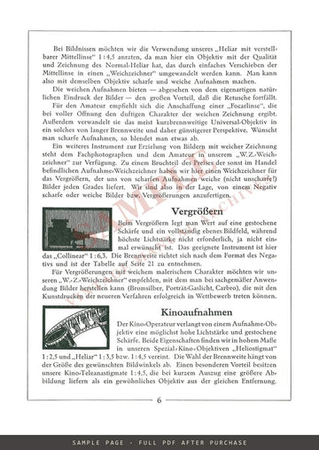 Voigtländer Objektive – German Lens Catalogue (Katalog), c. 1927 – sample page 1 (watermarked preview)