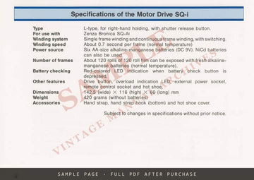 Zenza Bronica SQ-Ai Motor Drive SQ-i – Instructions, English and Japanese – sample page 1 (watermarked preview)