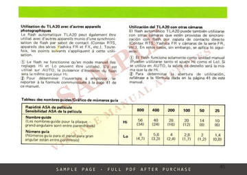 Contax TLA20 Auto Flash Unit – Instruction Booklet, Multilingual – sample page 1 (watermarked preview)
