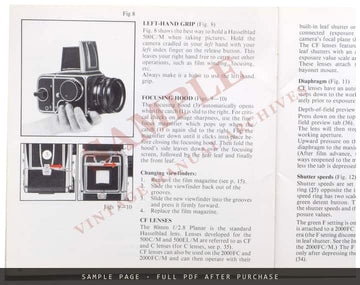 Hasselblad 500C/M, 500EL/M and SWC/M – Instruction Manual – sample page 1 (watermarked preview)