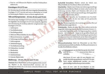 Hasselblad – Rodenstock Apo-Grandagon 4.5/35, 4.5/45 and Grandagon-N 4.5/75 Instructions – sample page 1