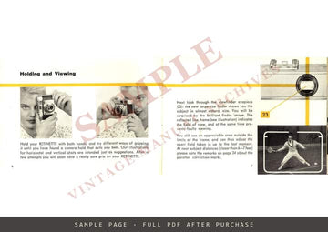 Kodak Retinette I with Large-Size Finder – Instructions, English – sample page 1