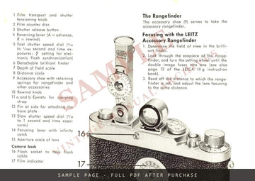 Leica Ig – Additional Instructions, Ernst Leitz Leaflet with Brilliant Finder Note – sample page 1 (watermarked preview)